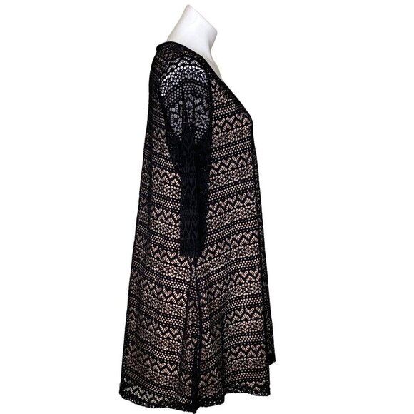 Umgee NWT Black Lace Overlay Mini Dress, Scoop Neck 3/4-Sleeves Women’s Size M - Picture 5 of 10